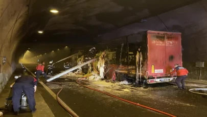 Ordu’da tünel içerisinde tırda çıkan yangın söndürüldü