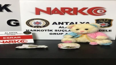 Alanya’da oyuncak ayı içinden uyuşturucu çıktı