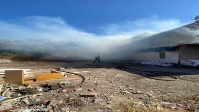 Bodrum’da otluk alanda çıkan ve iş yerine sıçrayan yangın söndürüldü