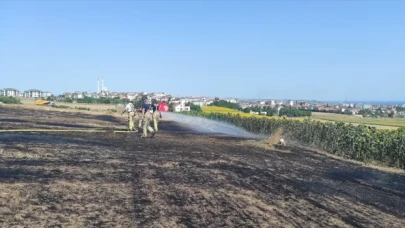 Büyükçekmece’de otluk alanda çıkan yangın söndürüldü