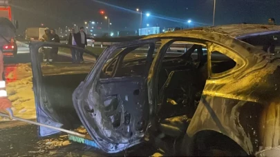 Yeni alınan araba TEM Otoyolu’nda seyir halindeyken yandı