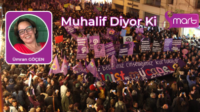 Bu yolun sonunda parlak ışıklarla KADIN yazıyor