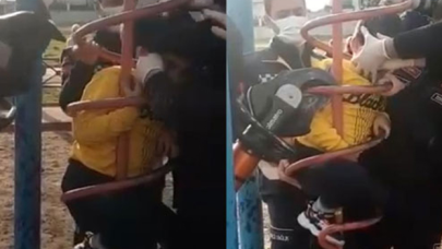 Çocuk parkında inanılmaz kaza