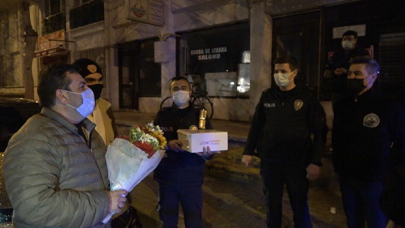 Kavga ihbarı yaptılar, gelen polise pasta ikram ettiler