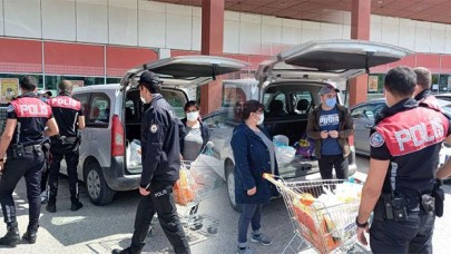 Markete aracıyla gidenlere ceza uygulandı