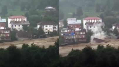 Artvin'de sel, dere kenarındaki evi alıp götürdü