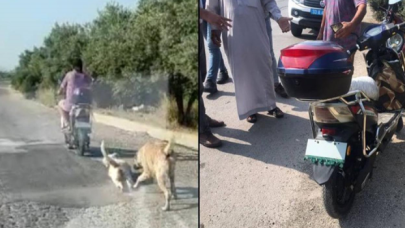 Elektrikli bisikletle köpeği  kilometrelerce sürükledi, bin 33 lira para cezası aldı!