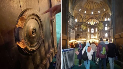 Ayasofya’nın tarihi kapısı tahrip edildi; görevliler ‘büyütmeyin’ dedi