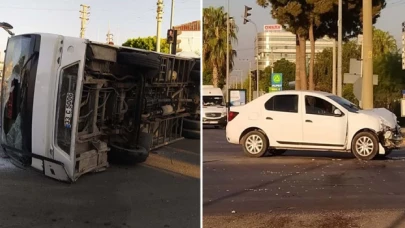 Halk otobüsü ile otomobil çarpıştı: 2 yaralı var