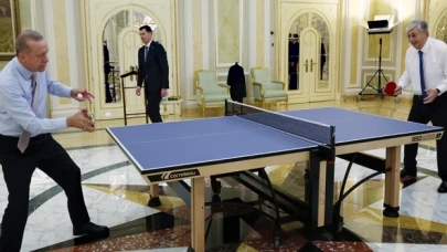 Cumhurbaşkanı Erdoğan, Tokayev ile masa tenisi oynadı