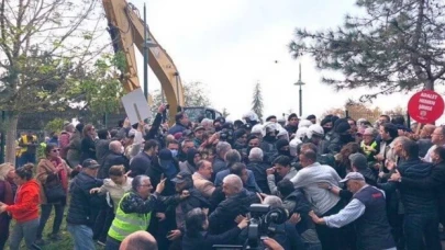 Kemerköy’de iş makinelerini engellemek isteyen vatandaşlara müdahale sırasında bir kadın fenalaştı