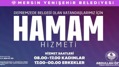 Yenişehir Belediyesi depremzedeler için hamam hizmeti vermeye başladı