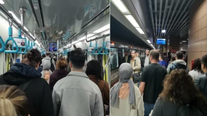 Marmaray'dan sabah tarifesi: Yolcular vagon boyunca yürüdü