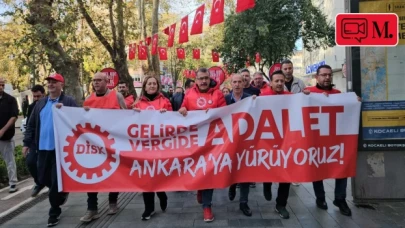 DİSK'in Ankara yürüyüşü üçüncü gününde Kocaeli'den başladı