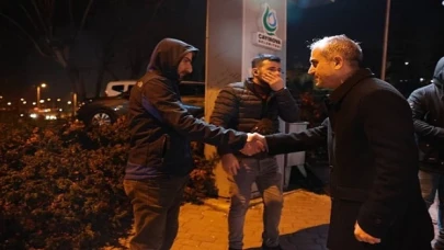 Bünyamin Çiftçi, işçileri mesaiye uğurladı