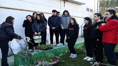 Ders arasında fide ektiler