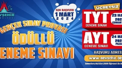 Nevşehir Belediyesi’nden TYT ve AYT sınavlarına hazırlanan gençler için gerçek sınav provası