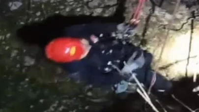 Kayseri’de 15 metrelik kuyuya düşen inek 3 saatte kurtarıldı