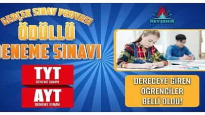 Nevşehir Belediyesi tarafından düzenlenen TYT ve AYT Deneme Sınavlarında dereceye giren öğrenciler belli oldu