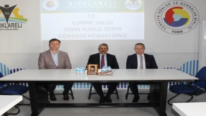 Edirne Valisi Yunus Sezer, Kırklareli Ticaret ve Sanayi Odası’na ziyarette bulundu