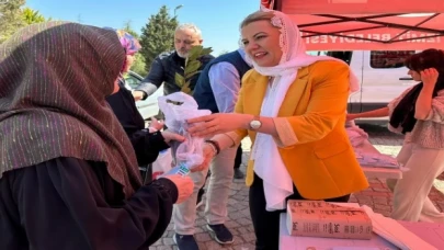 Kabristan ziyaretçilerine defne fidanı ve cüz