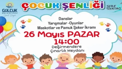 Gölcük Belediyesi Çocuk Şenliği pazar günü Çınarlık Meydanı’nda