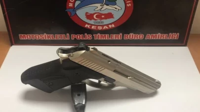 Keşan’da kurusıkı tabanca ele geçirildi