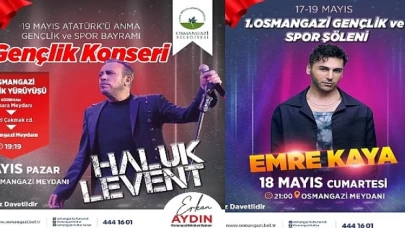 Osmangazi’de 3 gün sürecek 19 Mayıs Coşkusu Haluk Levent ve Emre Kaya ile Kutlanacak
