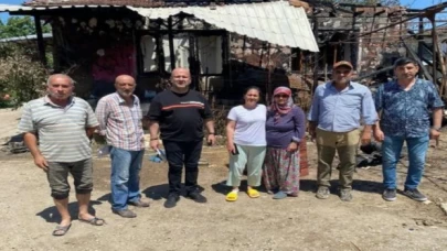 Bursa Yenişehir’de evi yanan aileye CHP’li üyelerden ’geçmiş olsun’ ziyareti