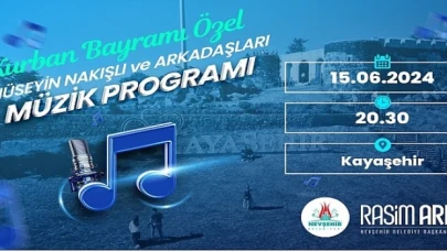 Nevşehir Belediyesi tarafından bu akşam düzenlenecek olan Bayram Konseri’nde Nevşehir’in sevilen sanatçılarından Hüseyin Nakışlı ve arkadaşları sahne alacak