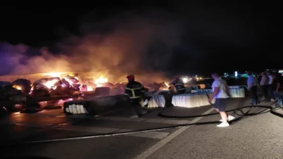 Kırcasalih yakınlarındaki kazada pamuk yüklü TIR yandı