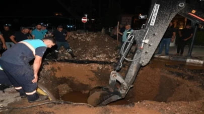 Manisa’da ekipler gece boyunca çalışarak arızayı giderdi