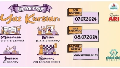 Nevşehir Belediyesi Gönüllü Eğitim Merkezi’nde öğrencilere yönelik açılacak olan ücretsiz yaz dönemi kursları için kayıtlar başladı