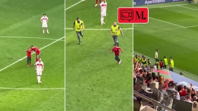 Türkiye - Portekiz maçında bir çocuk, maç esnasında Ronaldo ile böyle selfie çekildi