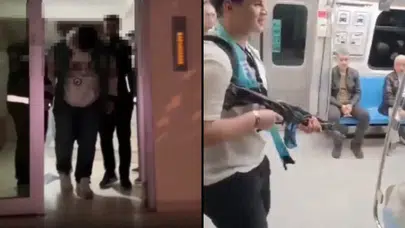 Metroya oyuncak tüfekle binen çocuk gözaltına alındı