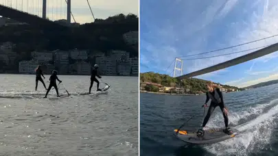 Çağla Şıkel oğullarıyla İstanbul Boğazı’nda sörf yaptı: “Bir hayalim daha gerçek oldu”