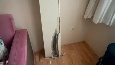 Kocaeli'nde kolonlarında çatlak tespit edilen bina boşaltılarak mühürlendi