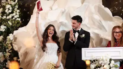 Gönül Dağı’nın Asuman’ı Hazal Çağlar ve ünlü futbolcu Samet Akaydın görkemli törenle evlendi