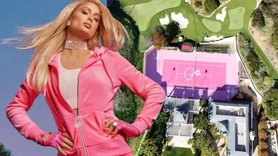 Paris Hilton yeni malikanesine pembe renk damgasını vurdu: Tenis kortu bile pembe