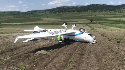 Bilecik Bozüyük’te eğitim uçağı tarlaya iniş yaptı, pilot yaralandı