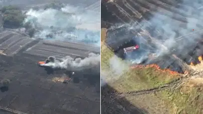 Silivri’de mangal közü yangını büyüdü: İtfaiye aracı da alev aldı