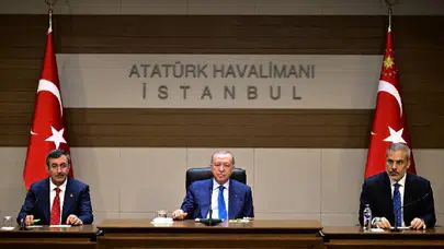 Erdoğan, ABD ziyareti öncesi Atatürk Havalimanı’nda basın toplantısı düzenledi