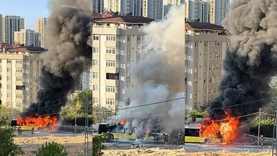 Ümraniye’de İETT otobüsü alev aldı