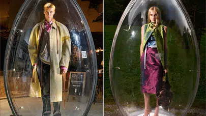 Diesel, Milano Moda Haftasına damgasını vurdu: Ürünlerini "kapsül" içine koyulmuş mankenlere tanıttı