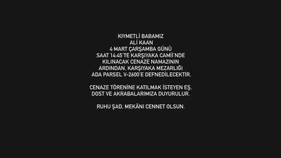 Türk Demokrasi Vakfı Genel Sekreteri Nur Kaan'ın acı günü