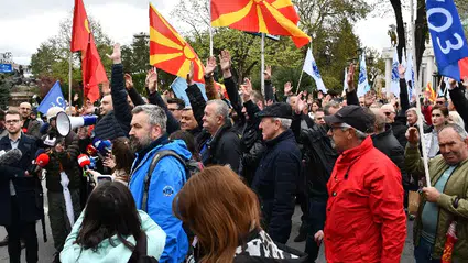 Kuzey Makedonya'da asgari ücret için gösteri yapıldı