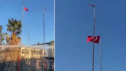 Nusaybin sınırında Türk bayrağı yeniden göndere çekildi