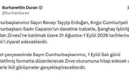 Erdoğan, Şanghay Zirvesi için Bişkek’e gidiyor