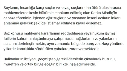 Ankara'dan Belgrad'a sert tepki: Savaş suçlusuna tören düzenlenmesi kabul edilemez