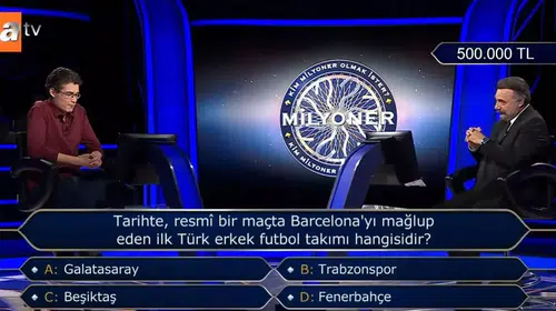Milyoner’de 500 bin TL’lik soru dikkat çekti